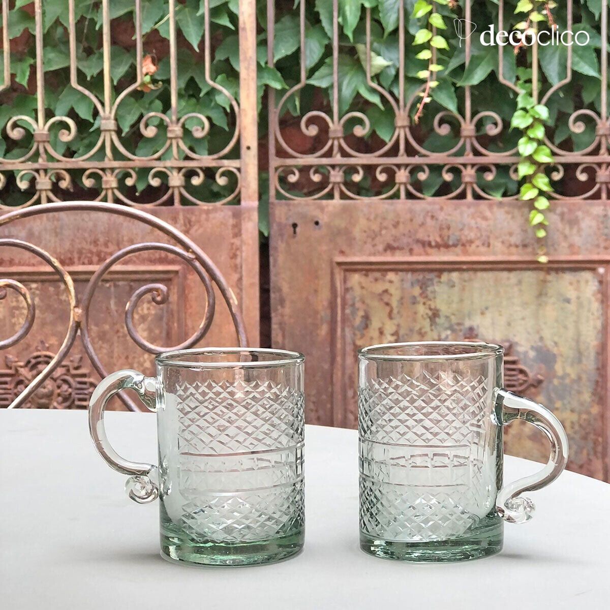 Set de 2 mugs en verre gravé