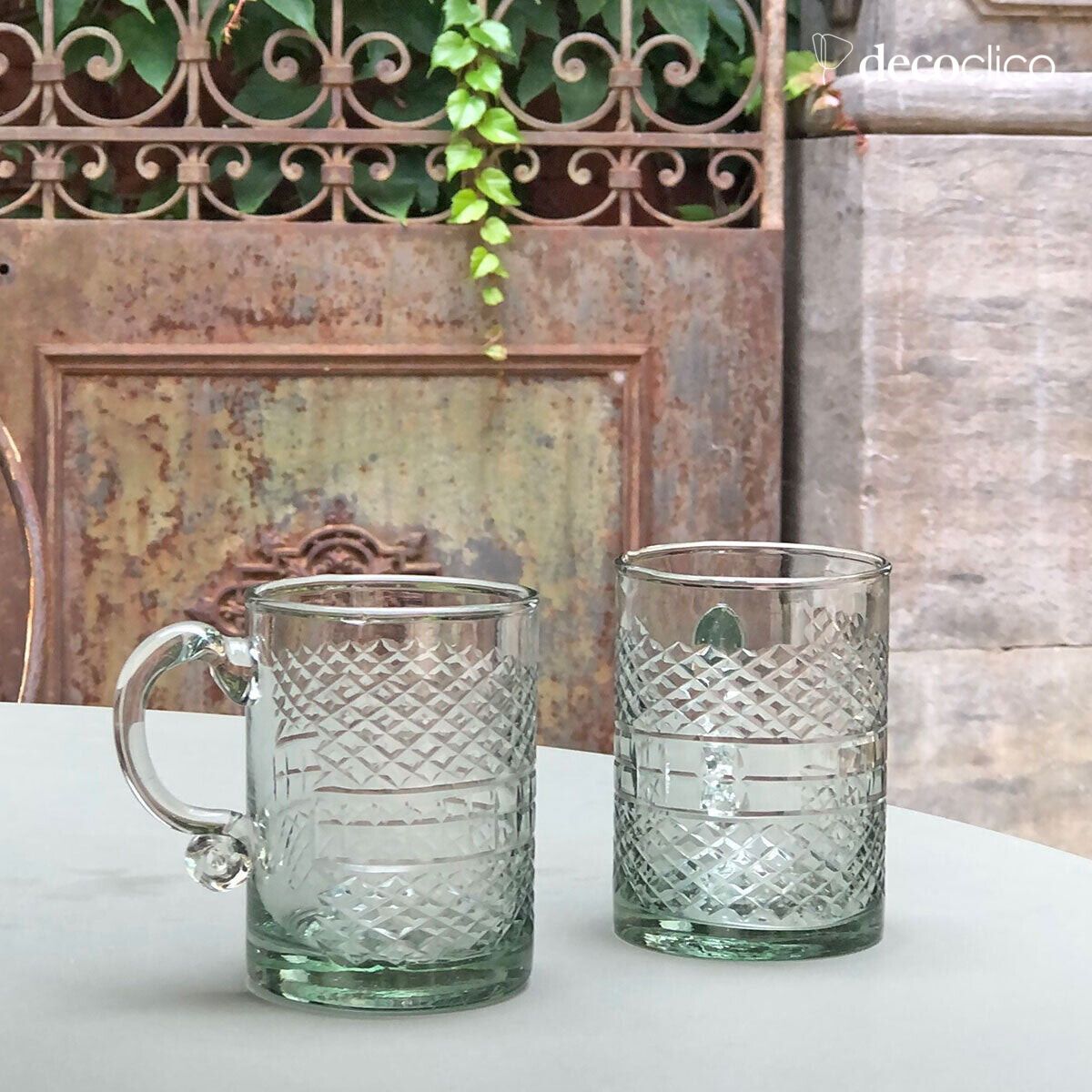 Set de 2 mugs en verre gravé