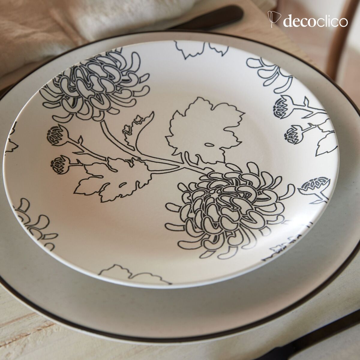 Set de 4 assiettes à dessert en céramique Flora