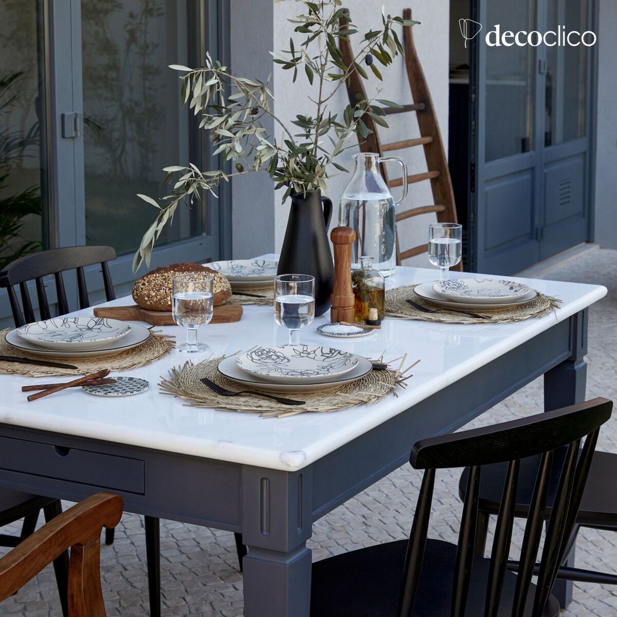 Set de 4 assiettes à dessert en céramique Flora