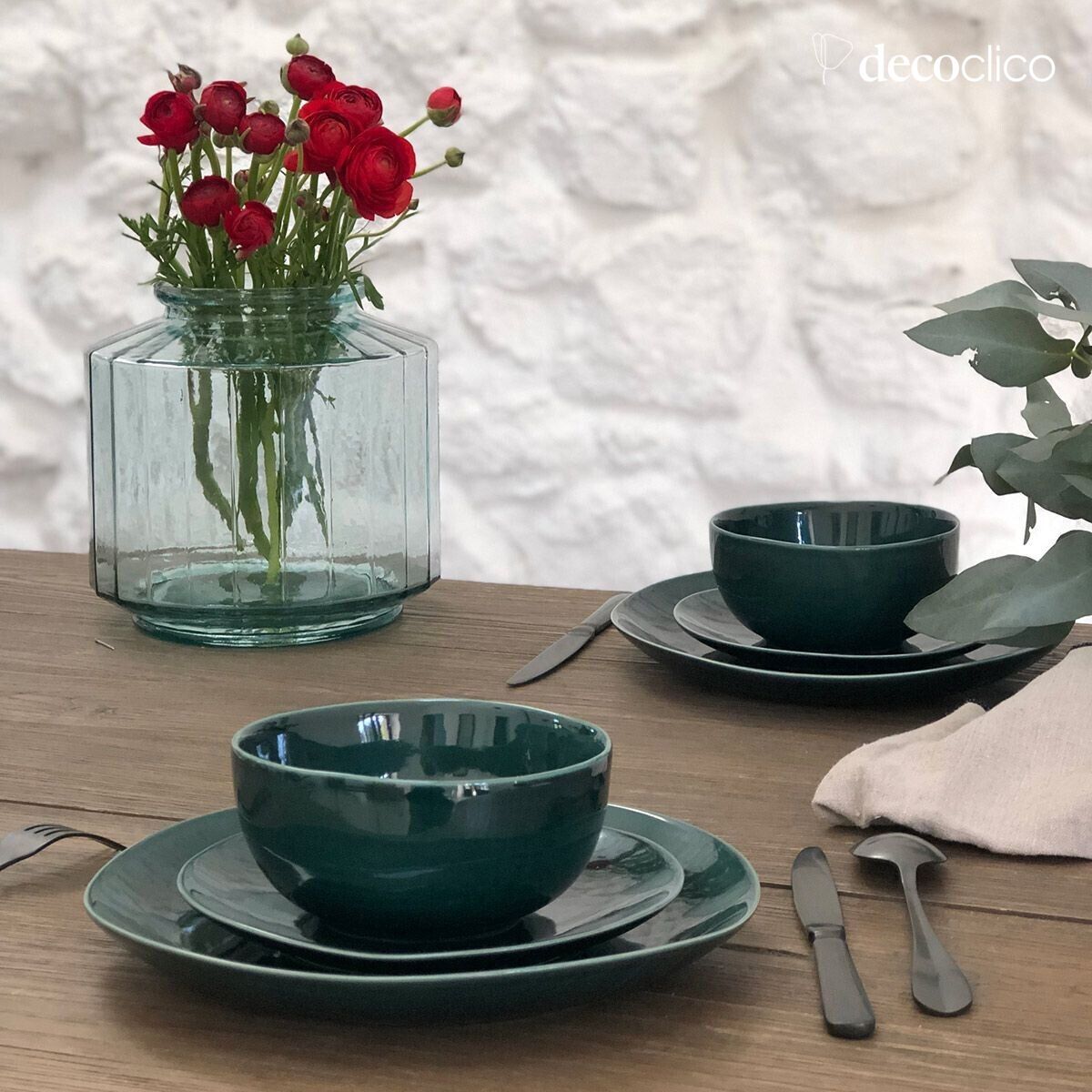 Set de 4 assiettes à dessert en céramique vert anglais  Lagune