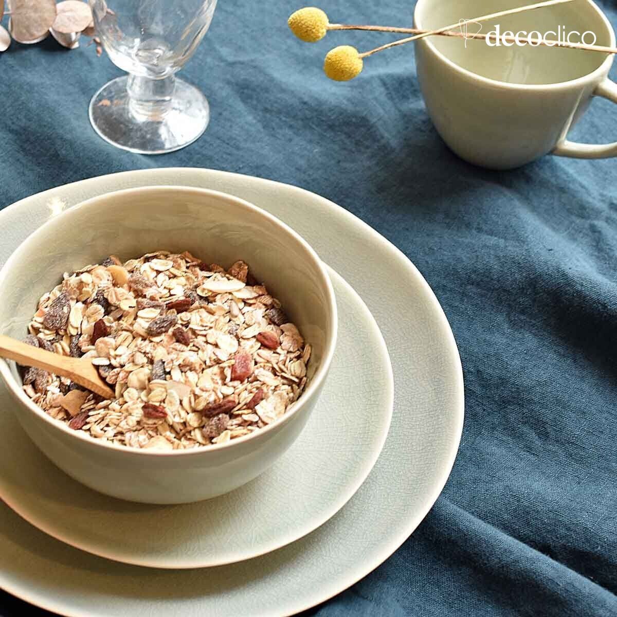 Set de 4 assiettes à dessert en céramique vert d´eau craquelée  Frost