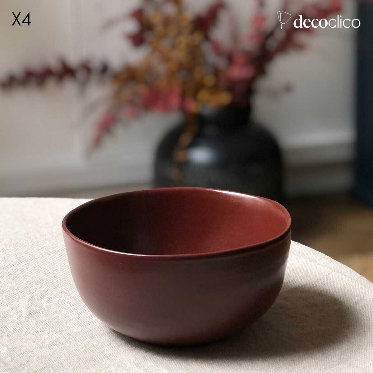 Set de 4 bols en céramique rouge terracotta Fjord