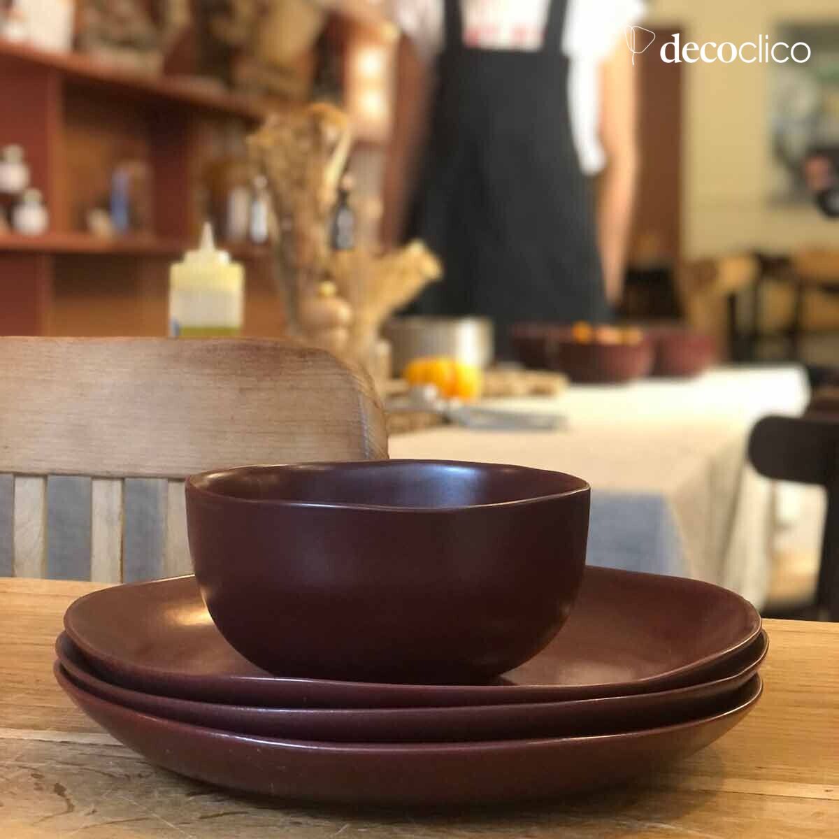 Set de 4 bols en céramique rouge terracotta Fjord