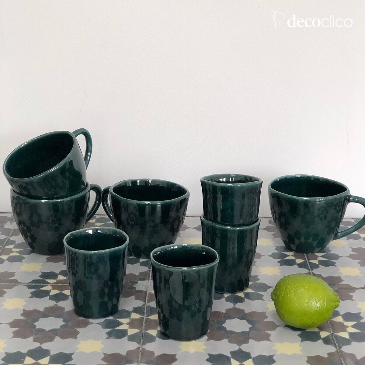 Set de 4 tasses expresso en céramique vert anglais Lagune