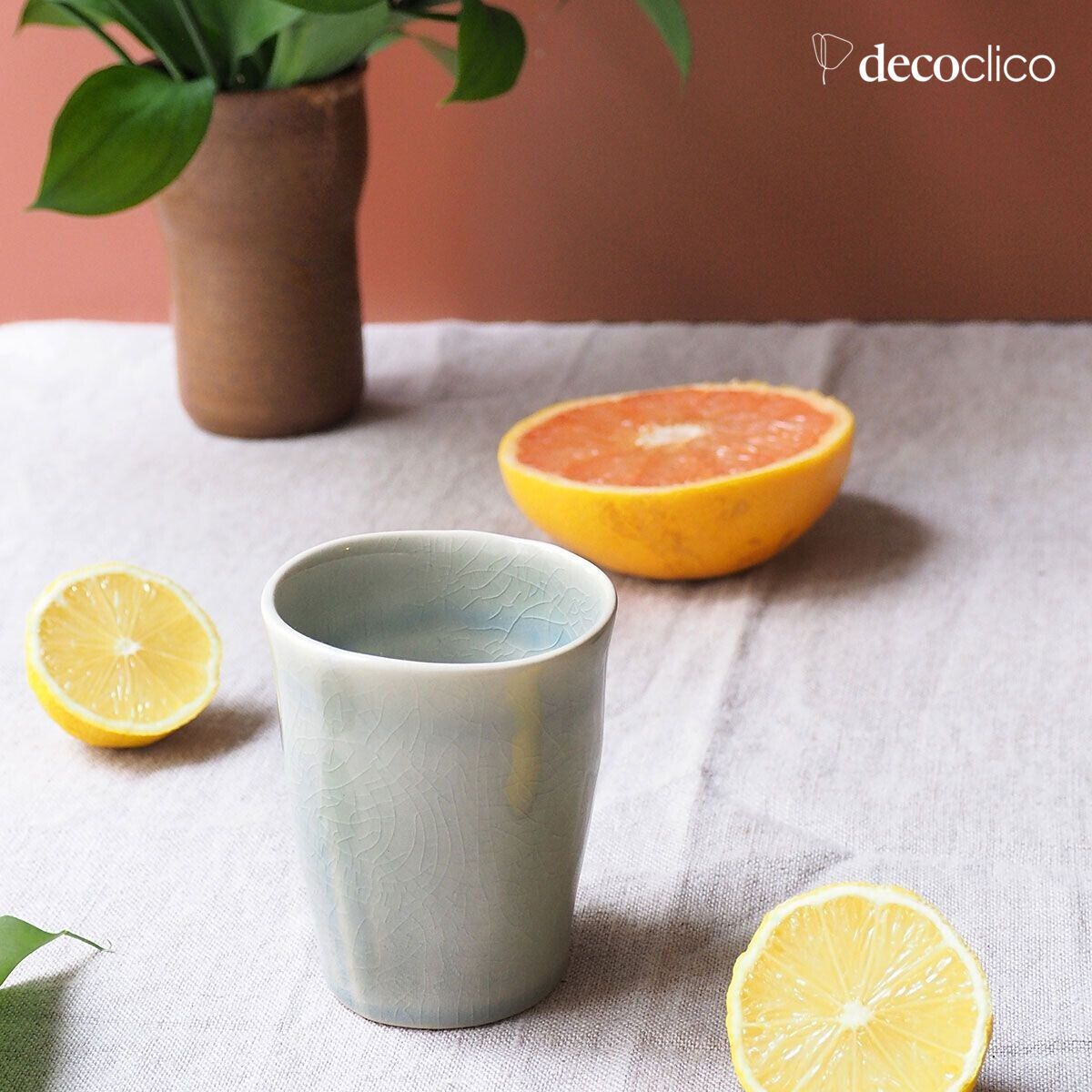 Set de 4 tasses expresso en céramique vert d'eau craquelée Frost