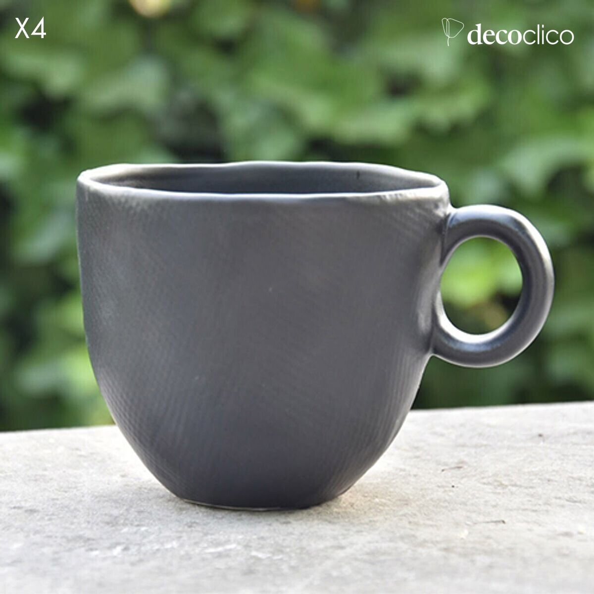 Set de 4 tasses XXL en céramique noir mat Baco