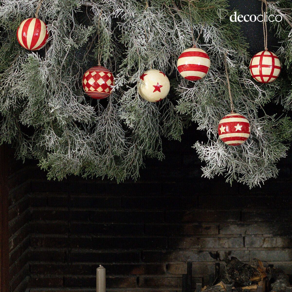 Set de 6 boules de Noël en papier mâché motif Cirque
