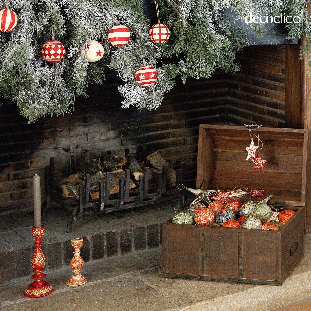 Set de 6 boules de Noël en papier mâché motif Cirque