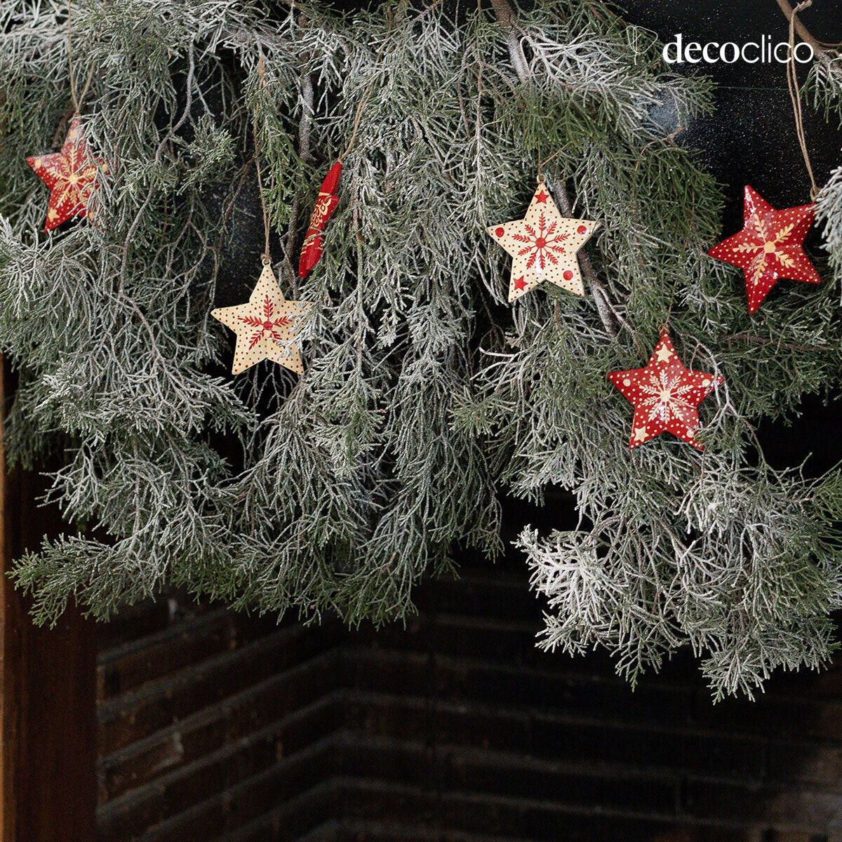 Set de 6 étoiles de Noël en papier mâché à suspendre motif Flocon