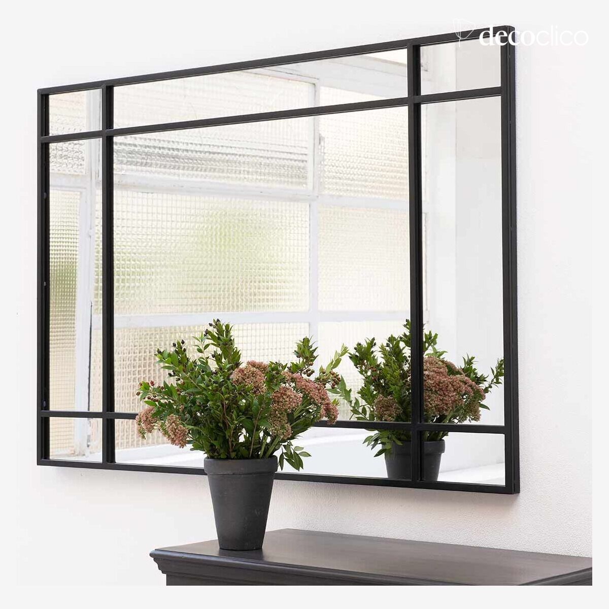 Specchio Art Déco in metallo nero 130 x 90 cm Wallis