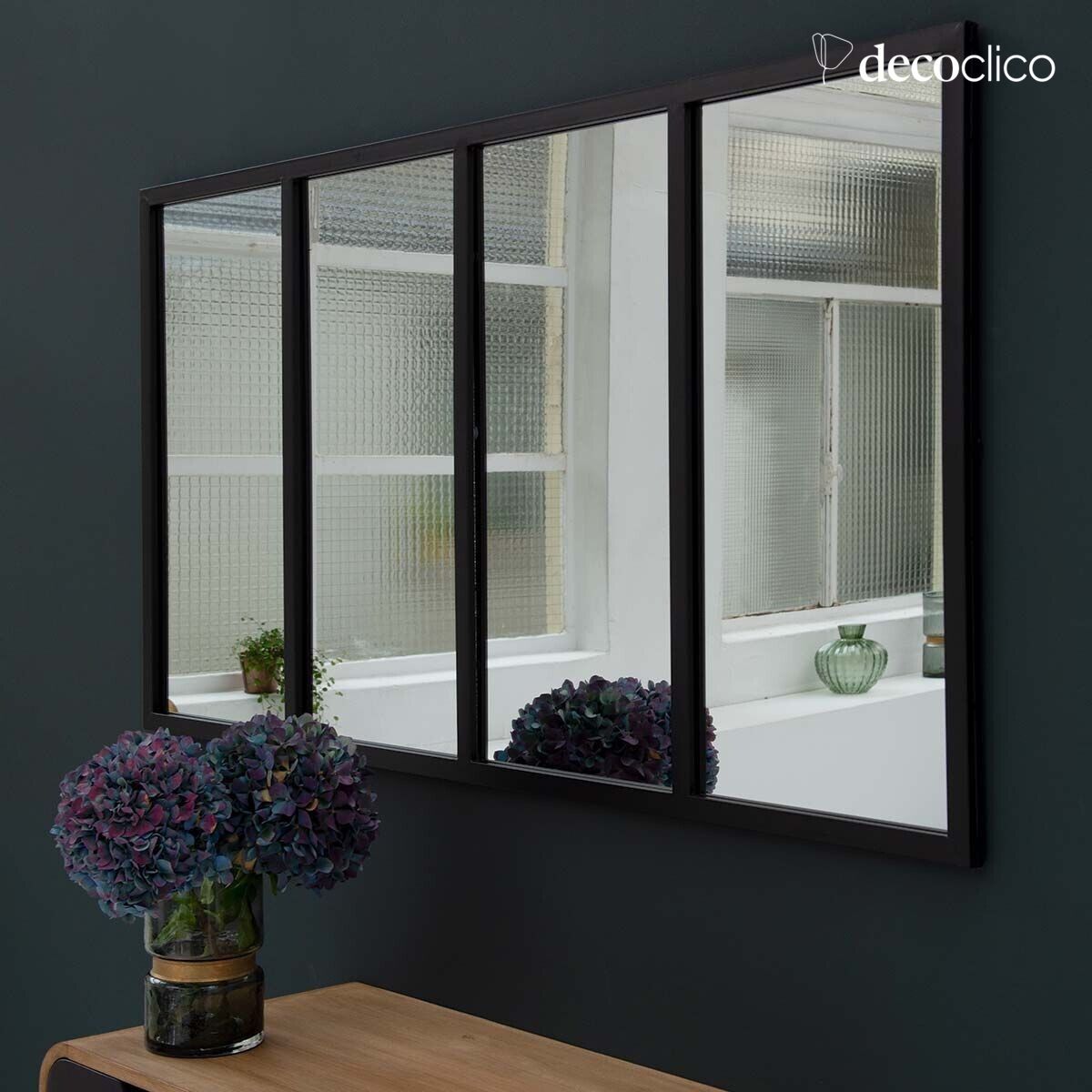 Specchio da officina rettangolare in metallo nero 140 x 75 cm Barney