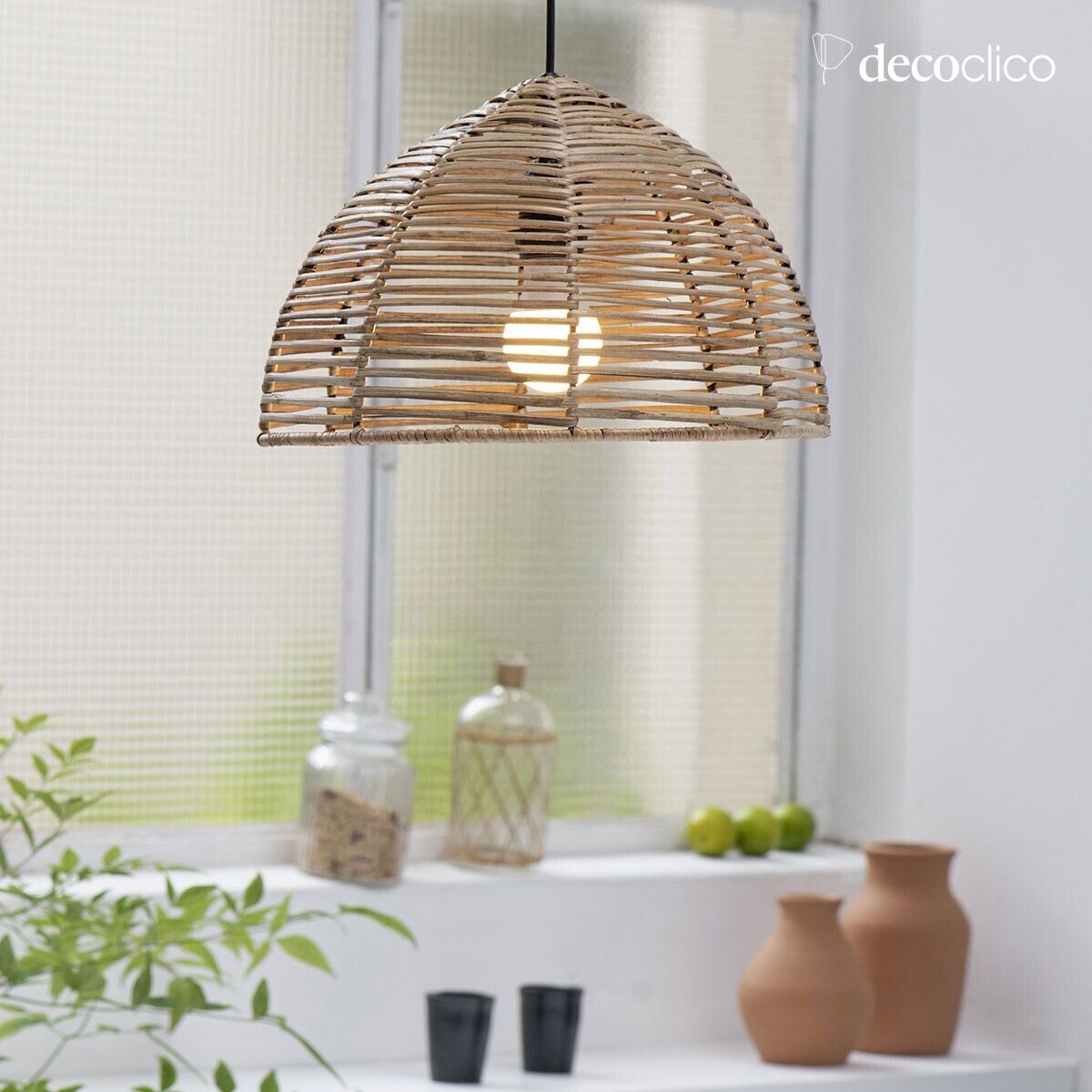 Suspension cloche en rotin naturel (non éléctrifiée) Kamo
