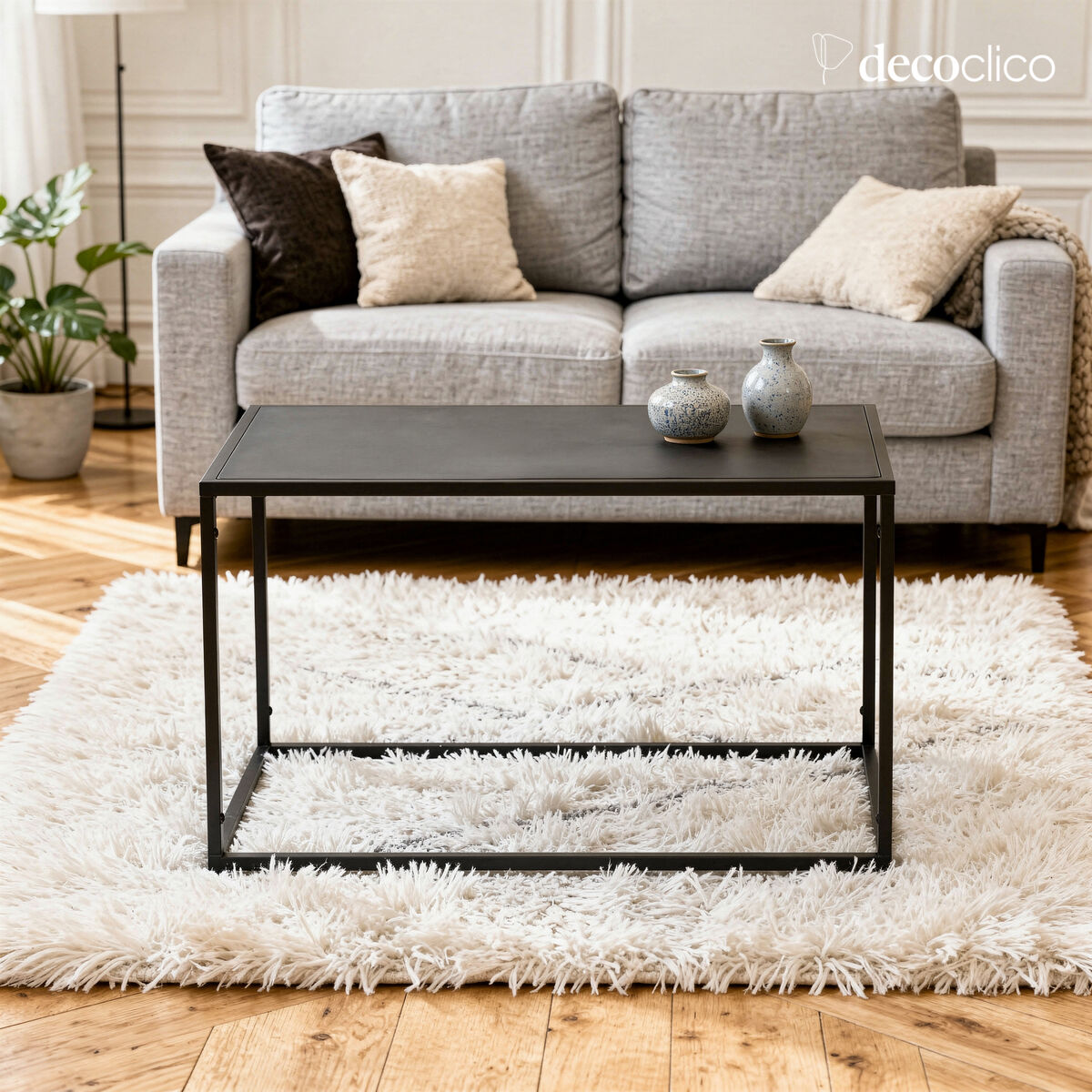 Table basse rectangulaire en métal noir mat Bricklane