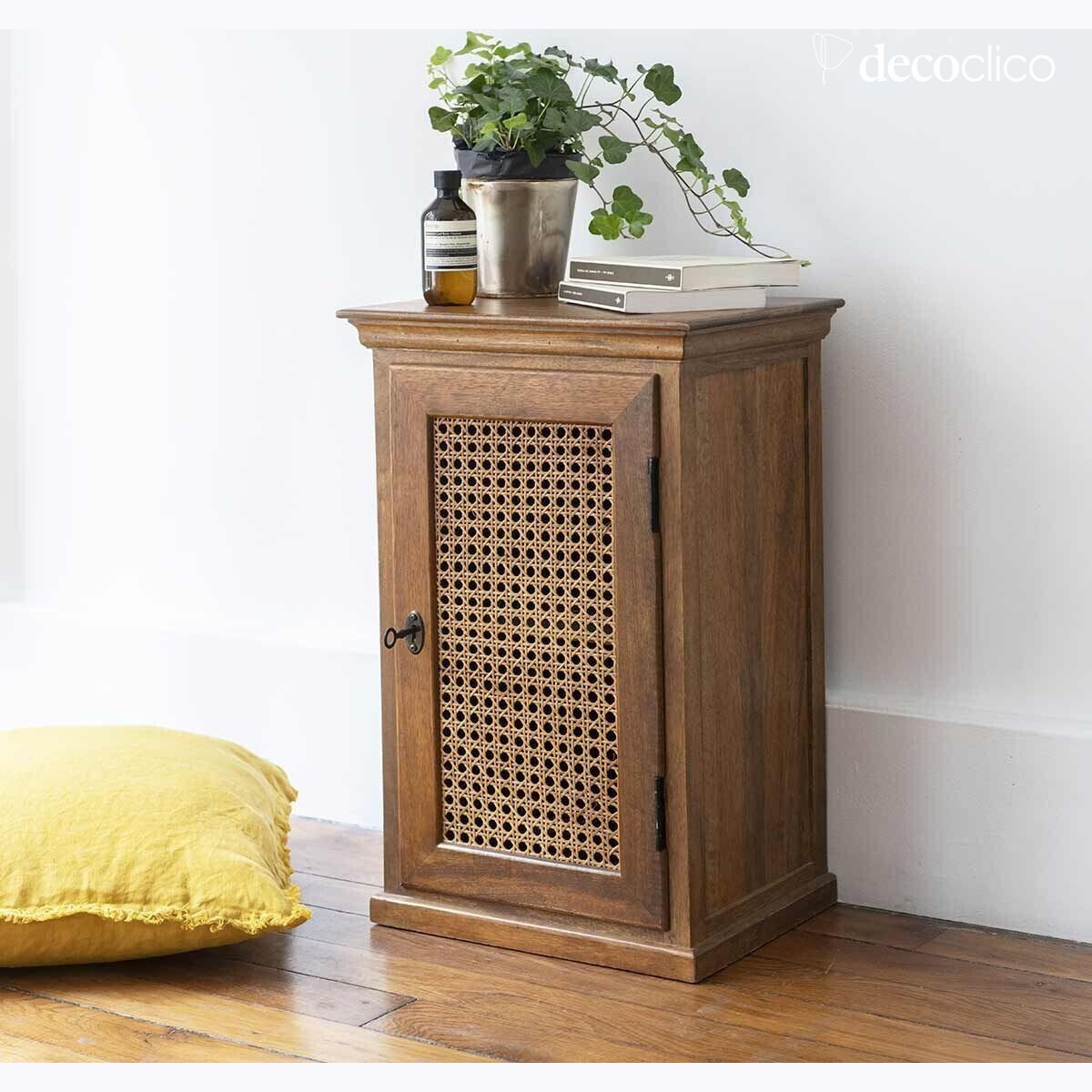 Petite armoire parisienne 1 porte en cannage vintage Georges