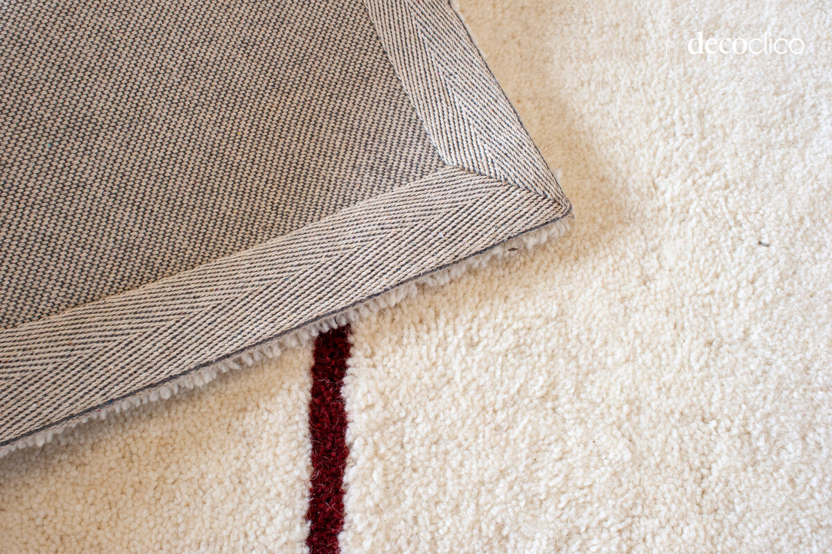 Tapis 100% laine écru à motifs graphiques tissé main 160 x 230 cm Bergen