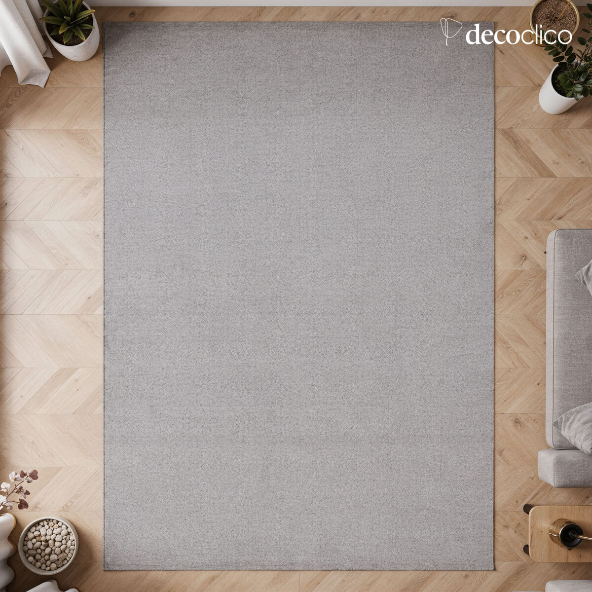 Tapis rectangulaire en fibres recyclées tissé main gris perle 160x230 Moka