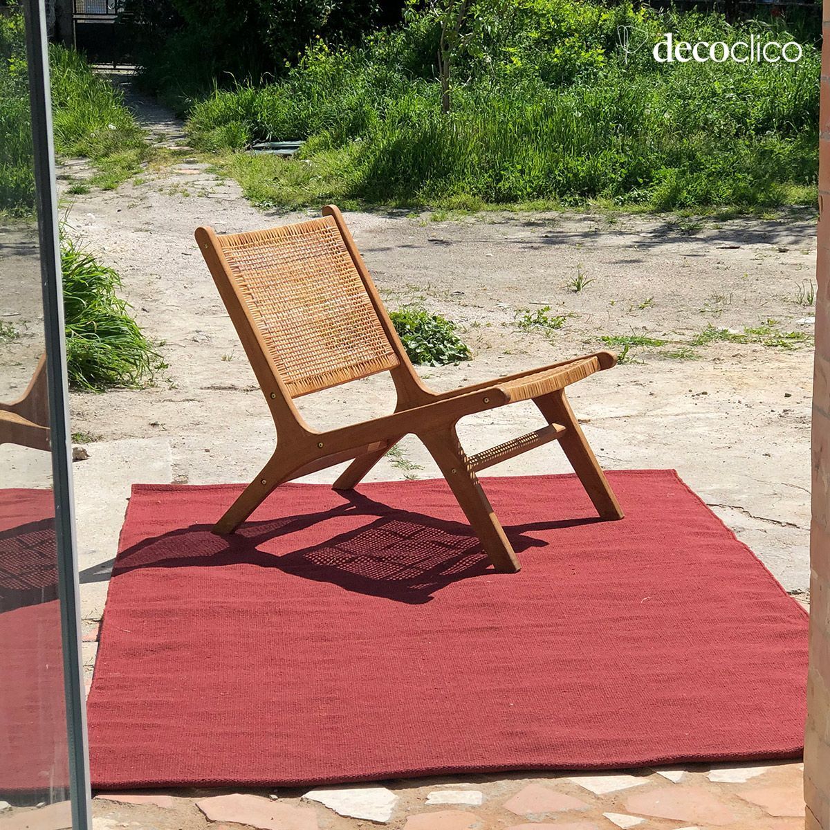 Tapis rectangulaire en fibres recyclées tissé main terracotta indoor outdoor 160 Moka