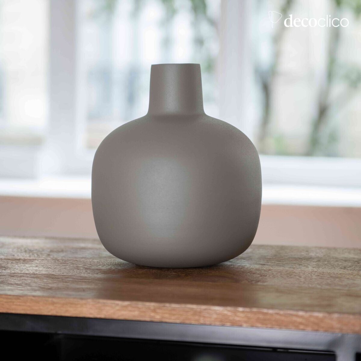 Vase bonbonne en métal vert olive H23 cm Tosca
