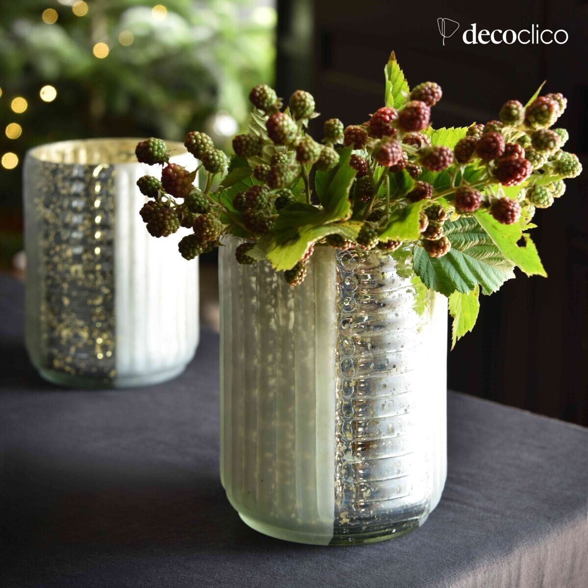 Vase en verre mercurisé brillant et dépoli
