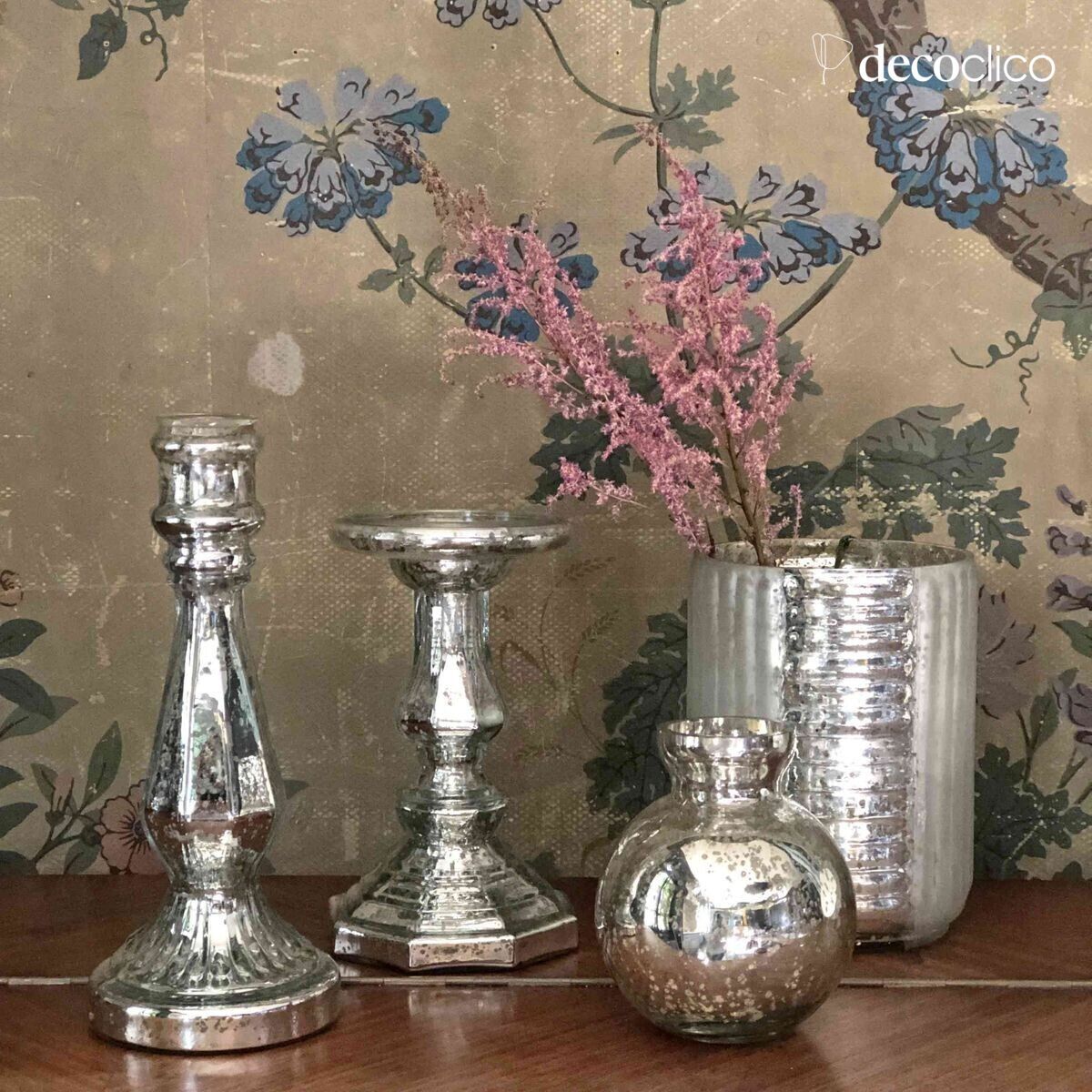 Vase en verre mercurisé brillant et dépoli