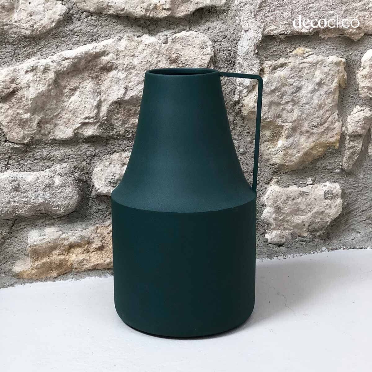Vase pot à lait en métal vert forêt H38 cm Tosca